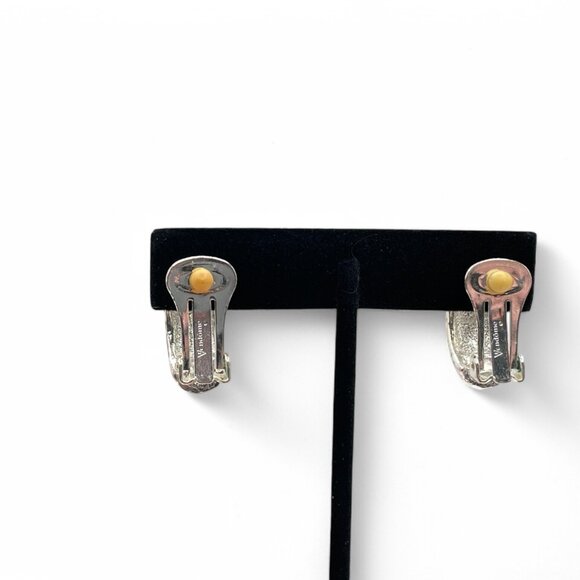 Vintage VENDOME Silver Tone Rhinestone Clip-On Earrings Collectible Designer - Picture 5 of 9